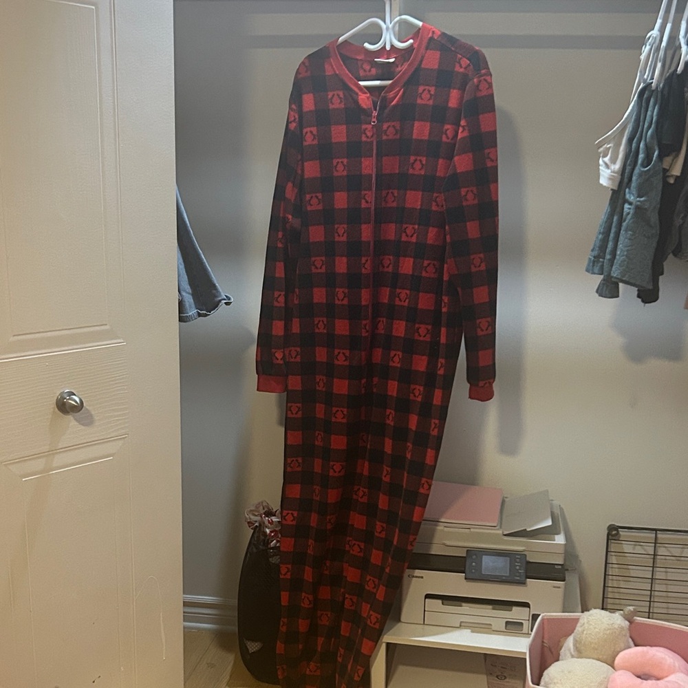 Kids Red & Black Buffalo Plaid One-Piece Pajama